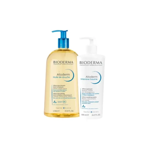 BIODERMA PACK ATODERM INTENSIVE BAUME 500 ML + ATODERM HUILE DOUCHE 1 L