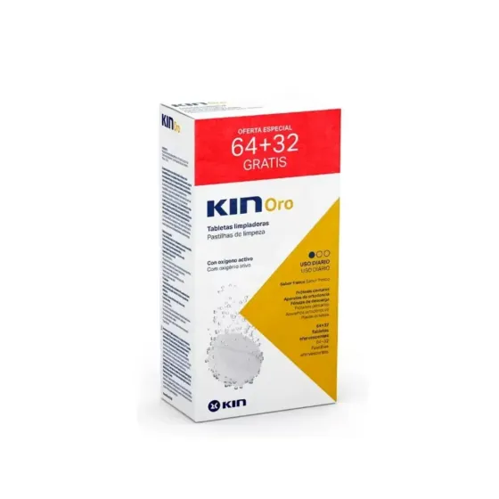 KIN ORO TABLETAS LIMPIADORAS LIMPIEZA PROTESIS DENTAL 64 + 32 UNIDADES