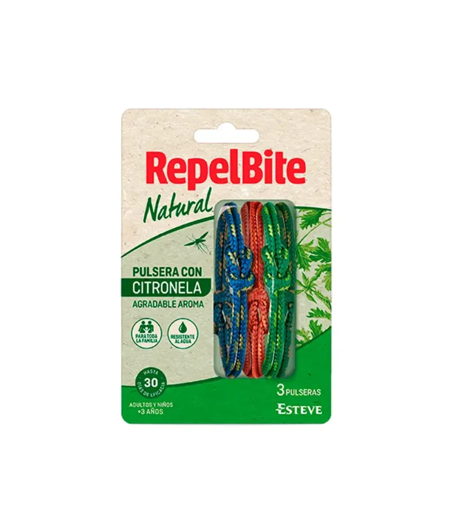 REPEL BITE NATURAL PULSERA CITRONELA 3 UNIDADES