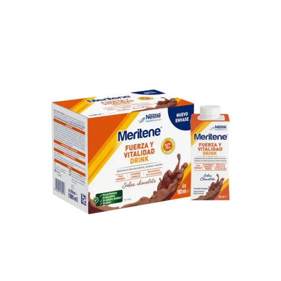 MERITENE FUERZA Y VITALIDAD CHOCOLATE 4 BOTELLAS 180 ML