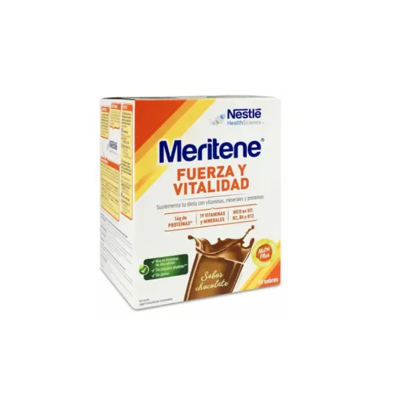 MERITENE FUERZA Y VITALIDAD SABOR CHOCOLATE 15 SOBRES 30 GR