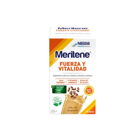 MERITENE FUERZA Y VITALIDAD BATIDOS SABOR CAFE DESCAFEINADO 15 SOBRES 30 GR