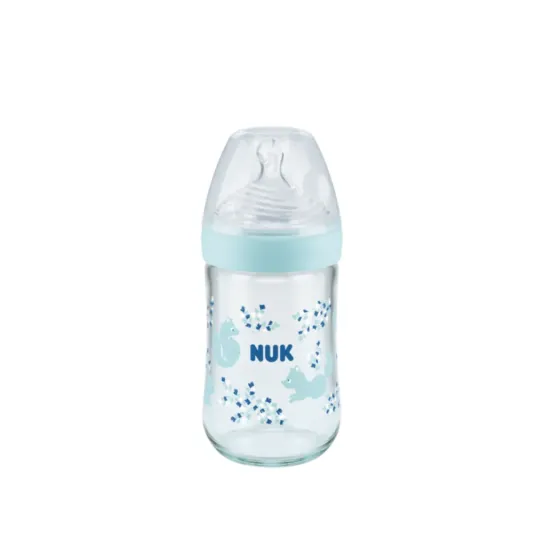 NUK NATURE SENSE BIBERON CRISTAL TETINA SILICONA ORIFICIO M 240 ML