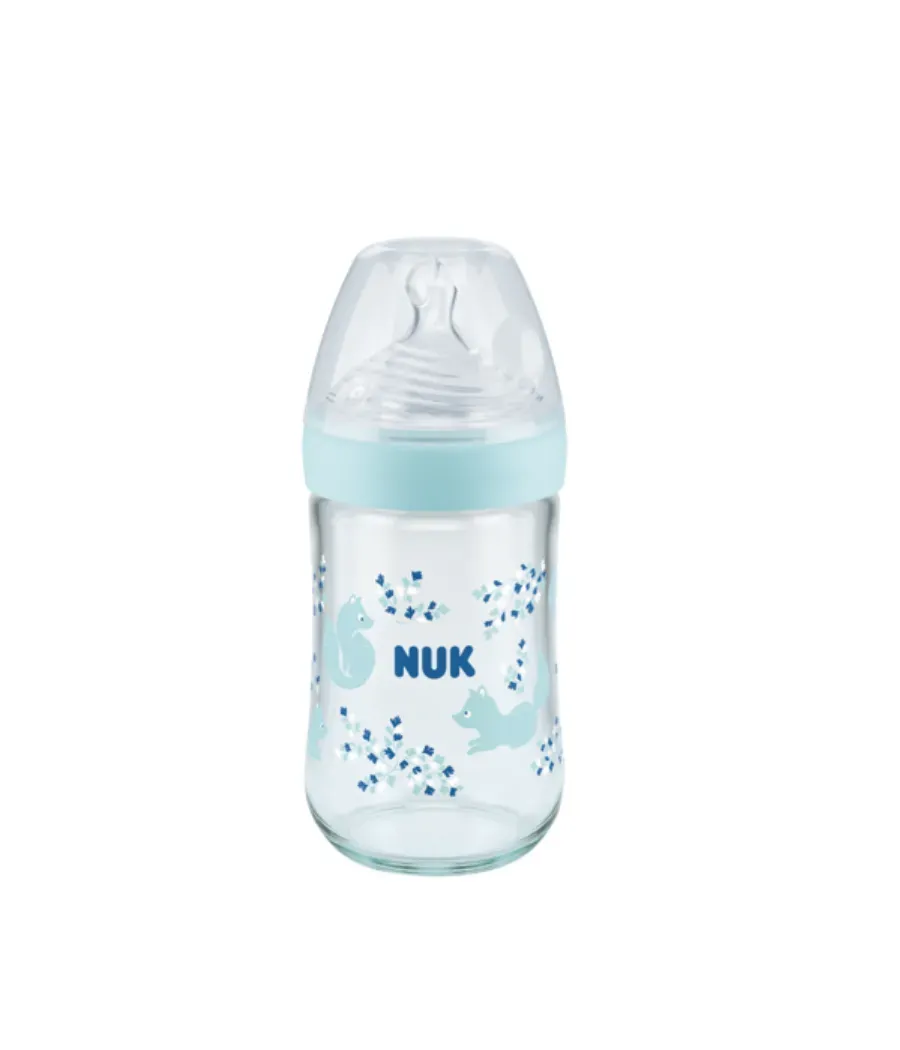 NUK NATURE SENSE BIBERON CRISTAL TETINA SILICONA ORIFICIO M 240 ML