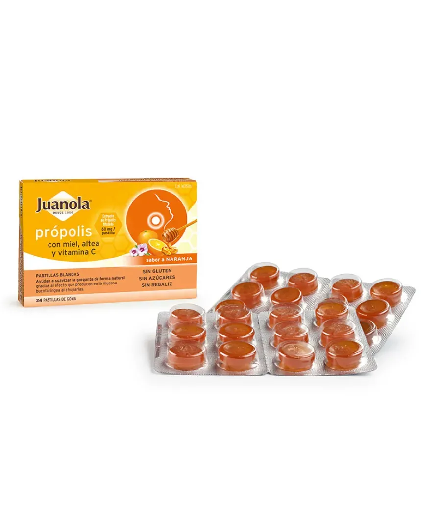 JUANOLA PROPOLIS MIEL ALTEA Y VITAMINA C 24 PASTILLAS