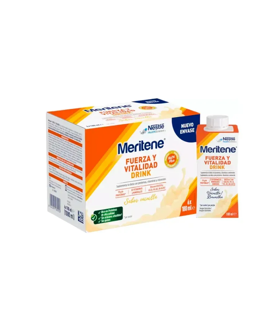 MERITENE FUERZA Y VITALIDAD SABOR VAINILLA 4 BOTELLAS 180 ML