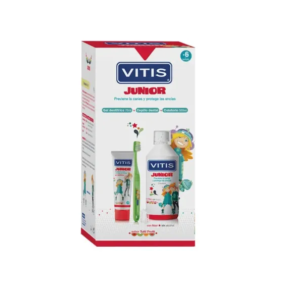 VITIS JUNIOR PACK PROMOPROCIONAL COLUTORIO 50 ML + GEL DENTIFRICO 75 ML + CEPILLO