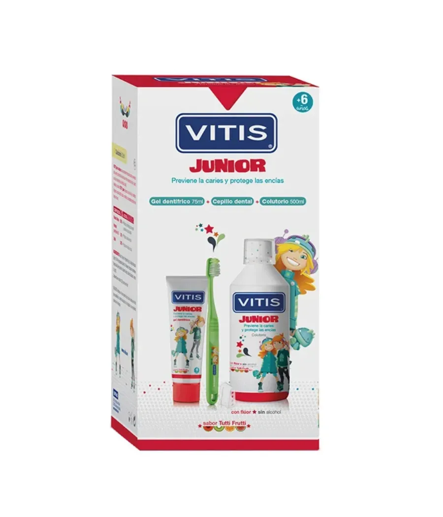 VITIS JUNIOR PACK PROMOPROCIONAL COLUTORIO 50 ML + GEL DENTIFRICO 75 ML + CEPILLO