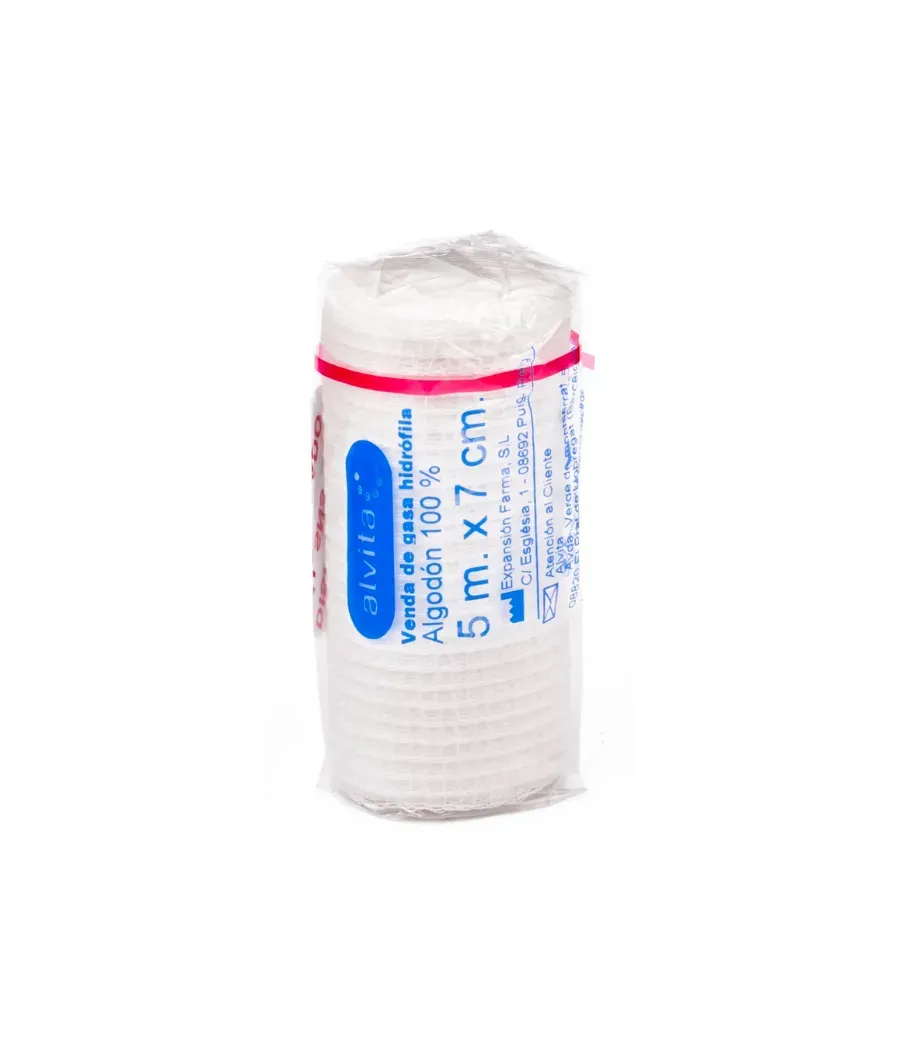 ALVITA VENDA DE GASA HIDROFILA 5 M x 7 CM