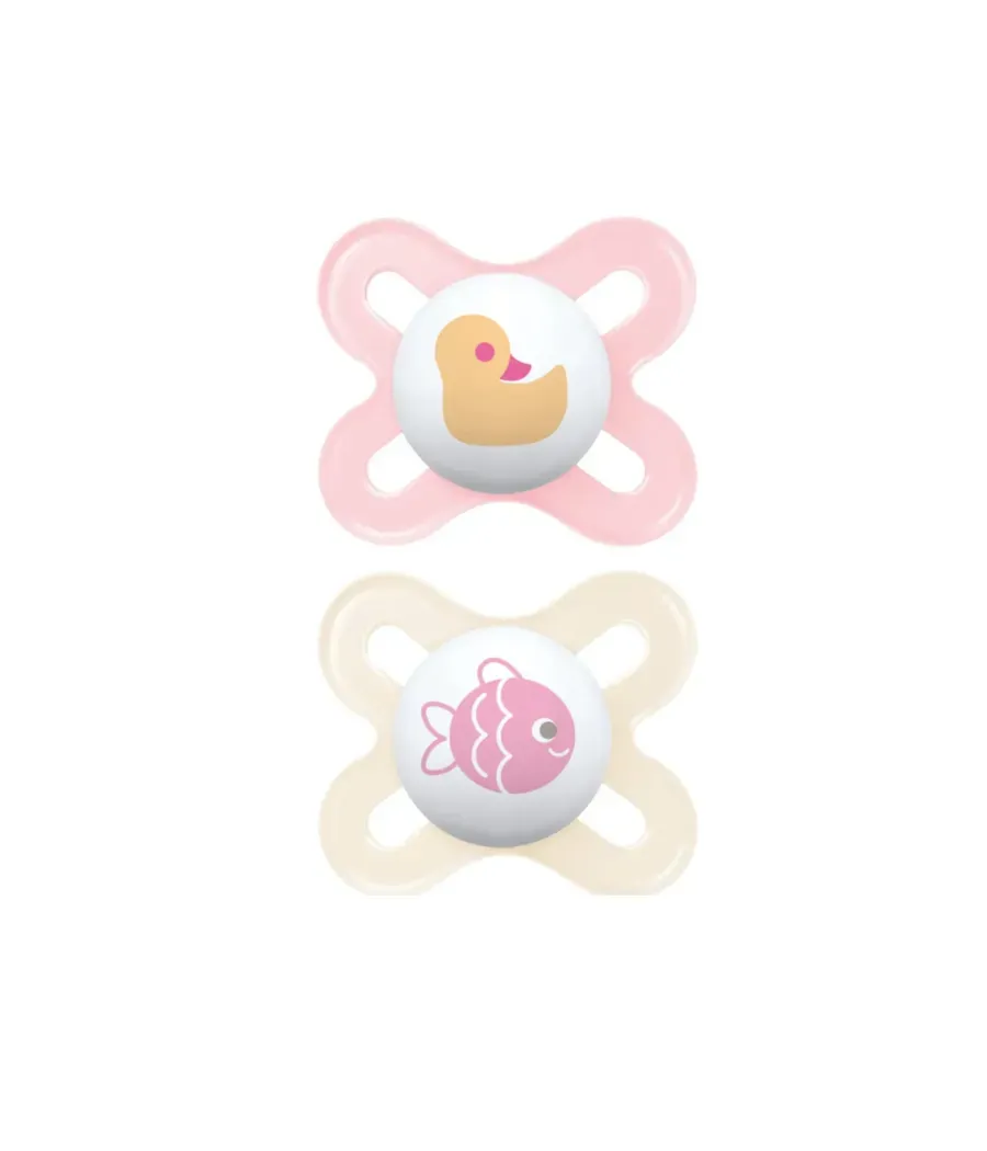 MAM ORIGINAL START CHUPETE SILICONA FISIOLOGICO 0-2 MESES ROSA 2 UNIDADES