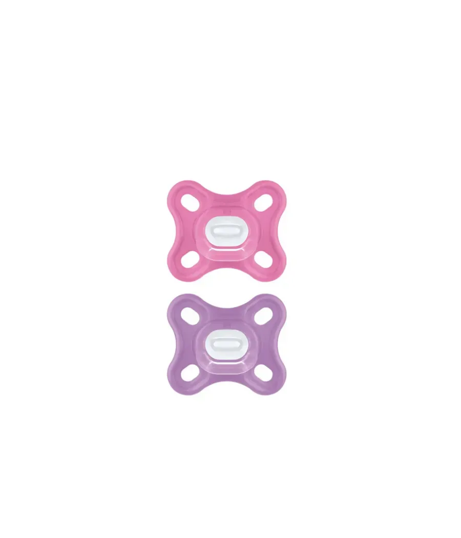 MAM COMFORT CHUPETE SILICONA ROSA/MORADO 0-3 MESES 2 UNIDADES
