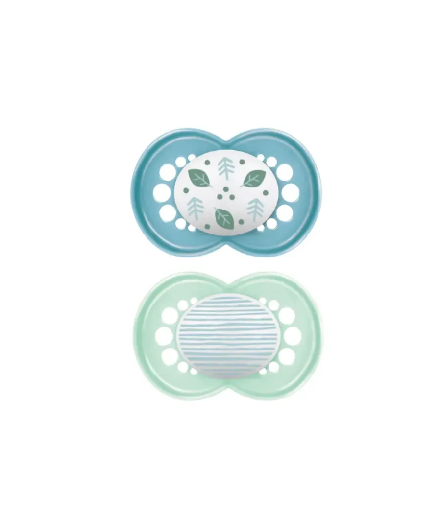 MAM ORIGINAL CHUPETE SILICONA FISIOLOGICO AZUL +6 MESES 2 UNIDADES