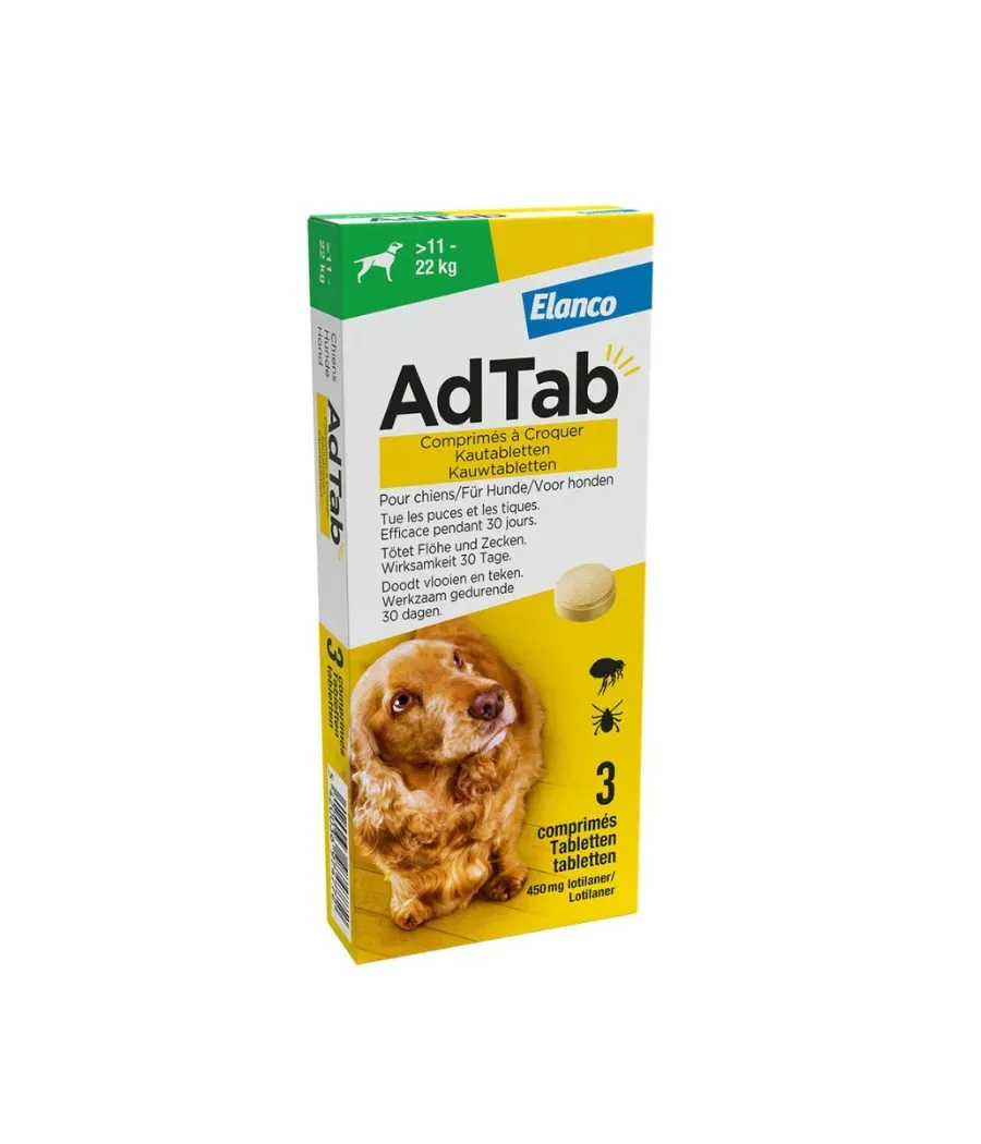 ADTAB 450 MG PERROS 11-22 KG 3 COMPRIMIDOS MASTICABLES