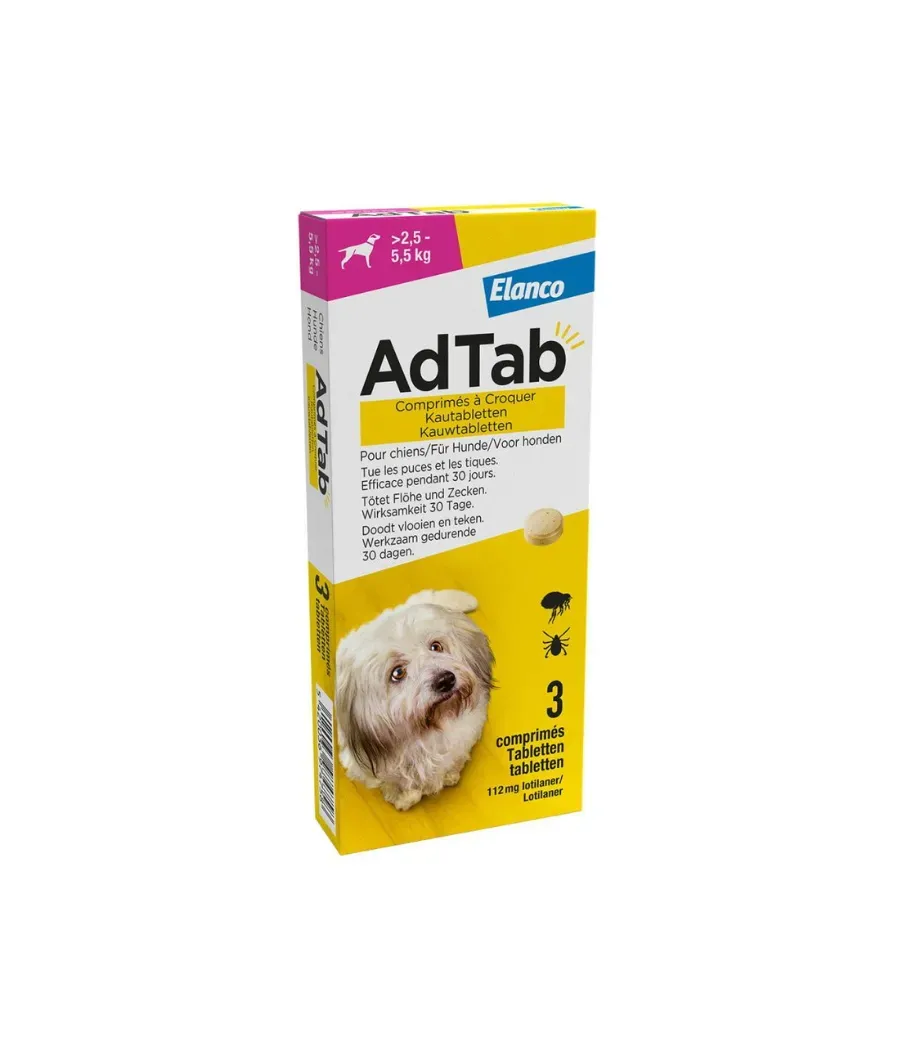 ADTAB 112 MG PERROS 2,5-5,5 KG 3 COMPRIMIDOS MASTICABLES