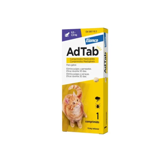 ADTAB 12 MG GATOS 0.5-2 KG 1 COMPRIMIDO MASTICABLE