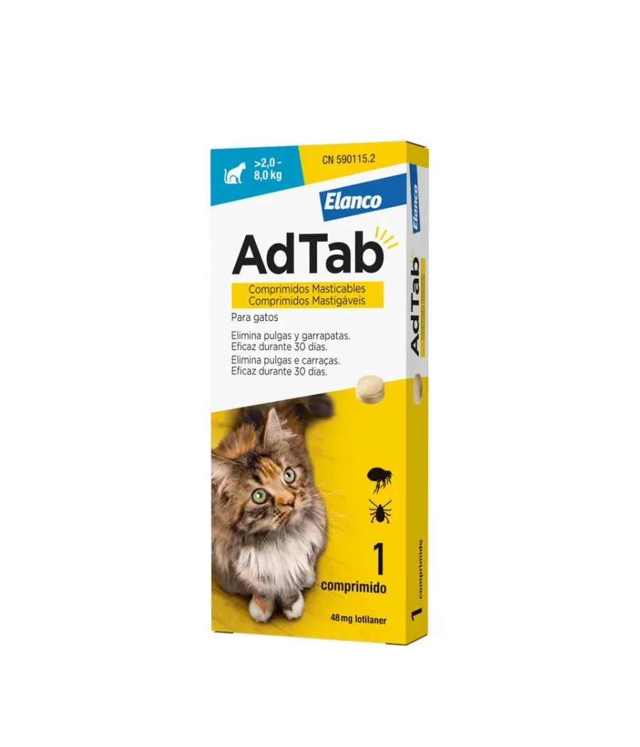 ADTAB 48 MG GATOS 2-8 KG 1 COMPRIMIDO MASTICABLE