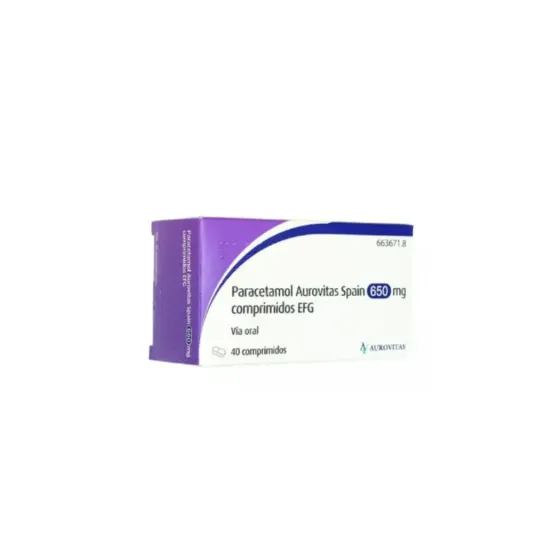 PARACETAMOL AUROVITAS 650 MG 40 COMPRIMIDOS EFG