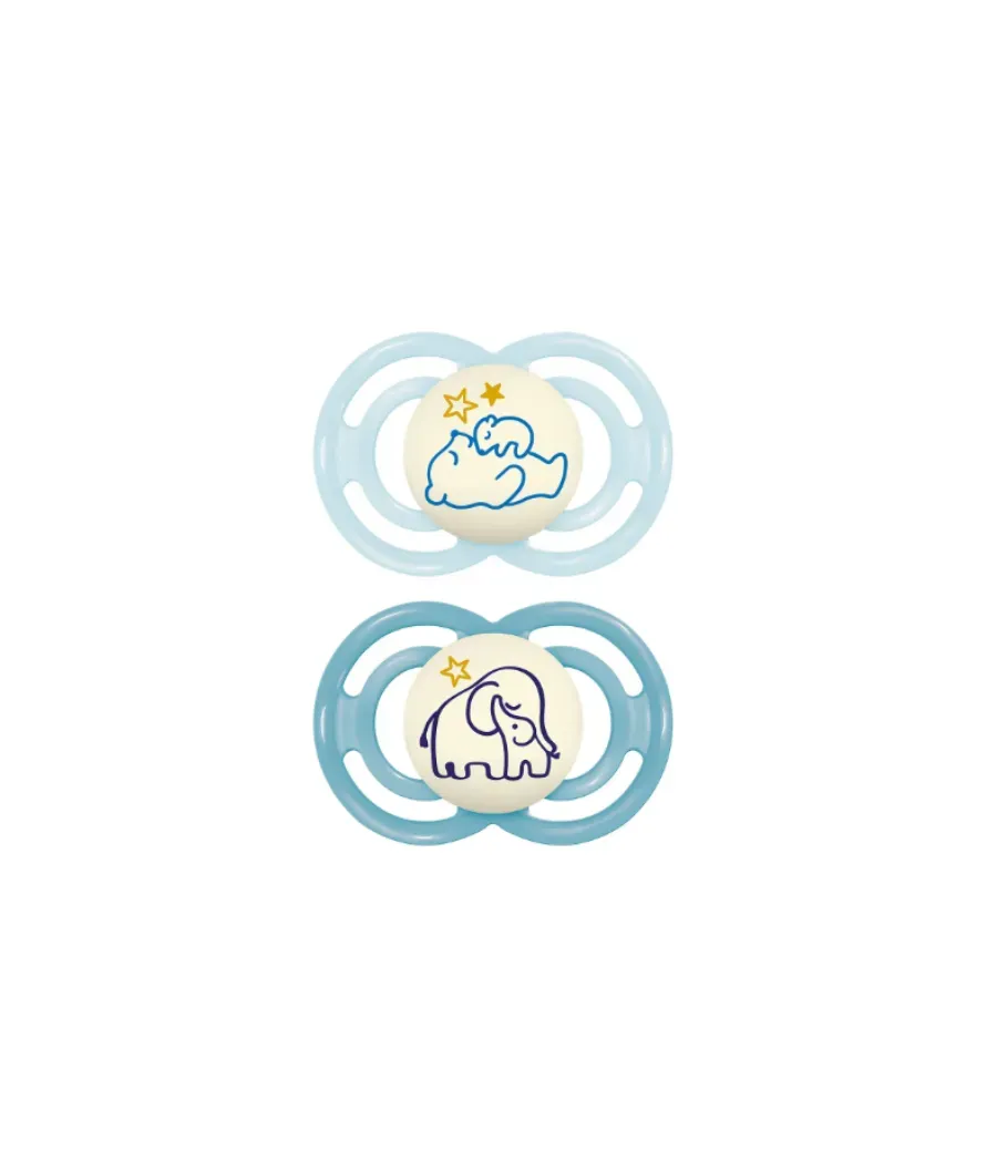 MAM PERFECT NIGHT CHUPETE SILICONA FISIOLOGICO  +6 MESES NIÑO PACK DOBLE