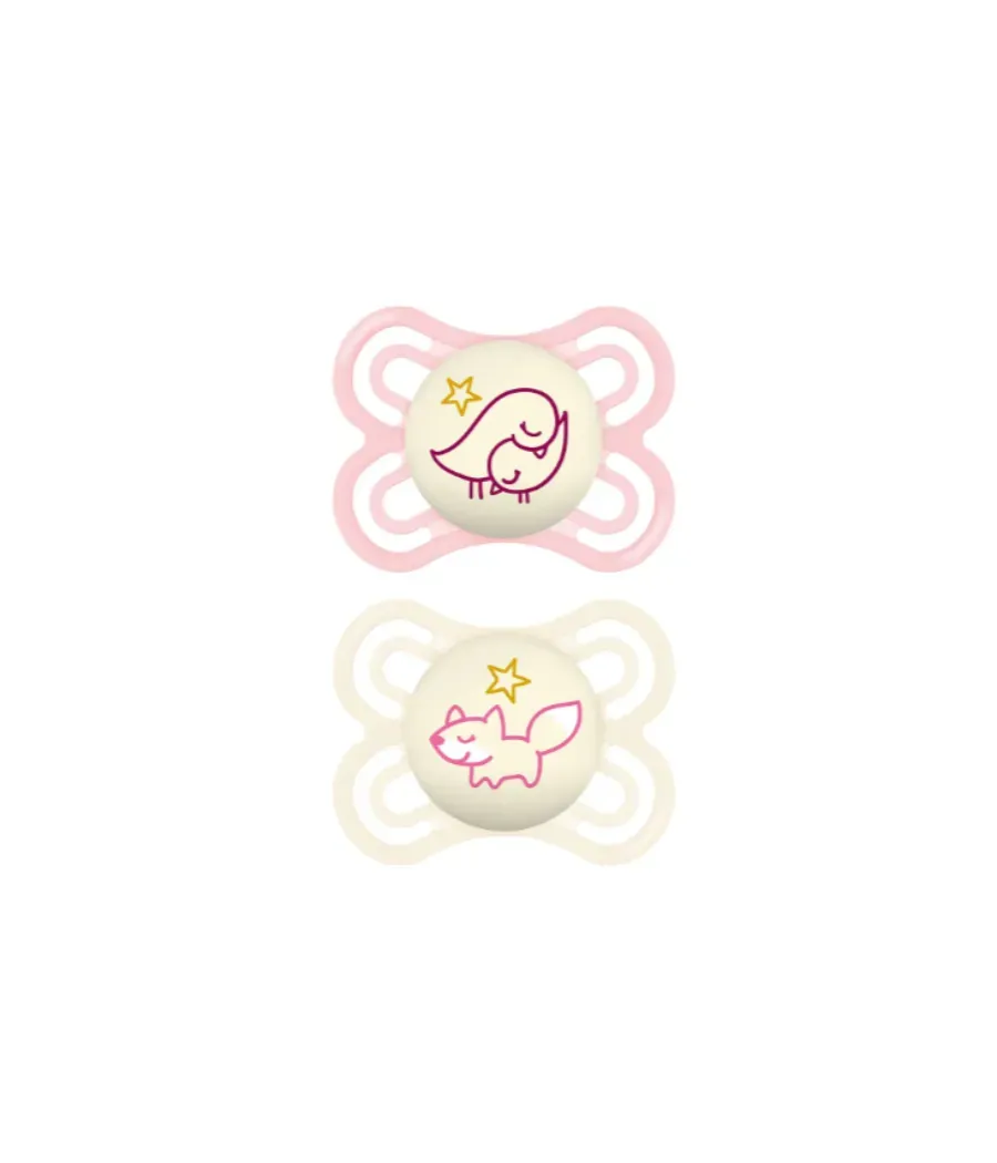 MAM PERFECT NIGHT CHUPETE SILICONA 2-6 MESES NIÑA PACK DOBLE