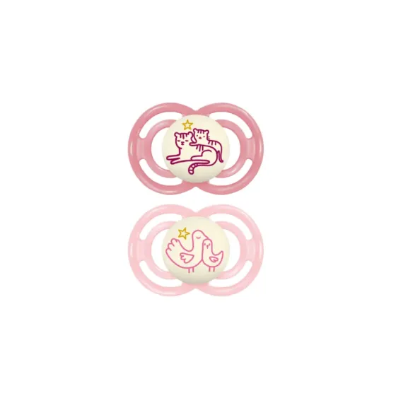 MAM PERFECT NIGHT CHUPETE SILICONA FISIOLOGICO + 6 MESES ROSA PACK DOBLE