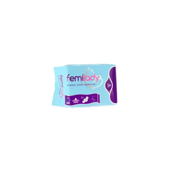 FEMILADY COMPRESAS HIGIENICAS FEMENINAS NOCHE 8 UNIDADES