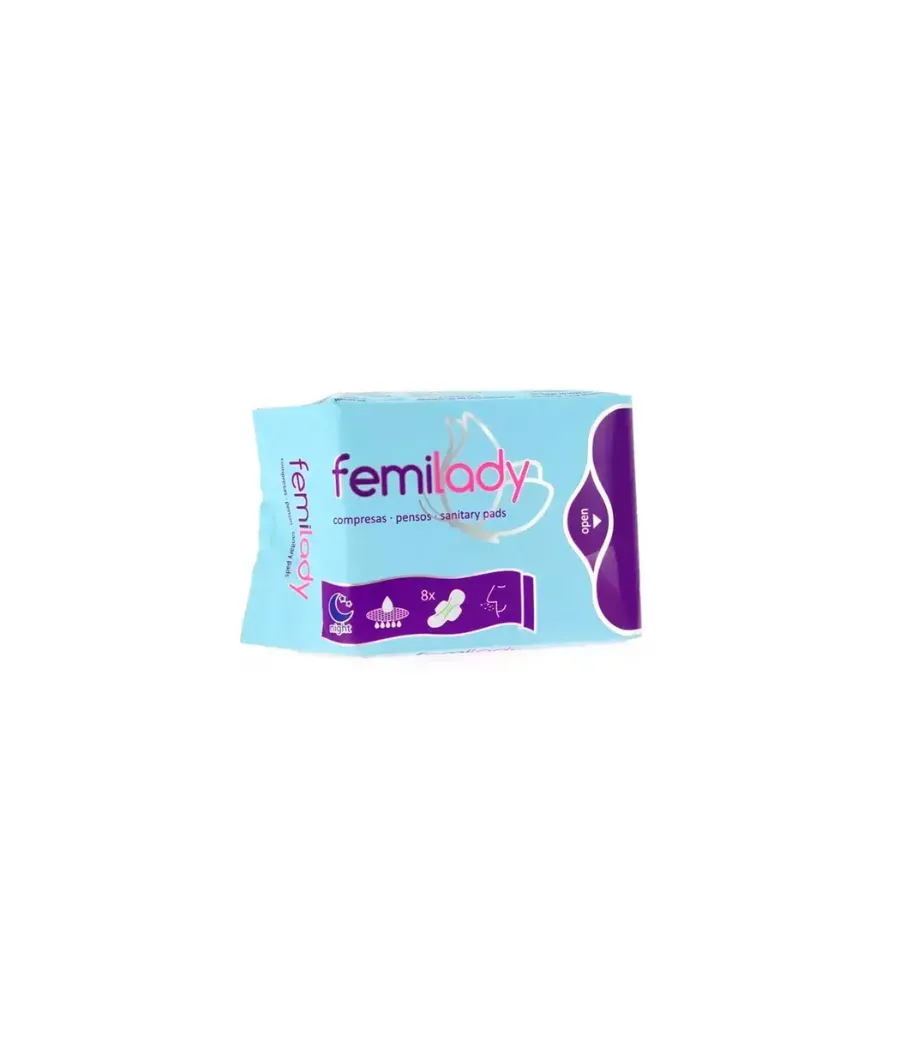 FEMILADY COMPRESAS HIGIENICAS FEMENINAS NOCHE 8 UNIDADES