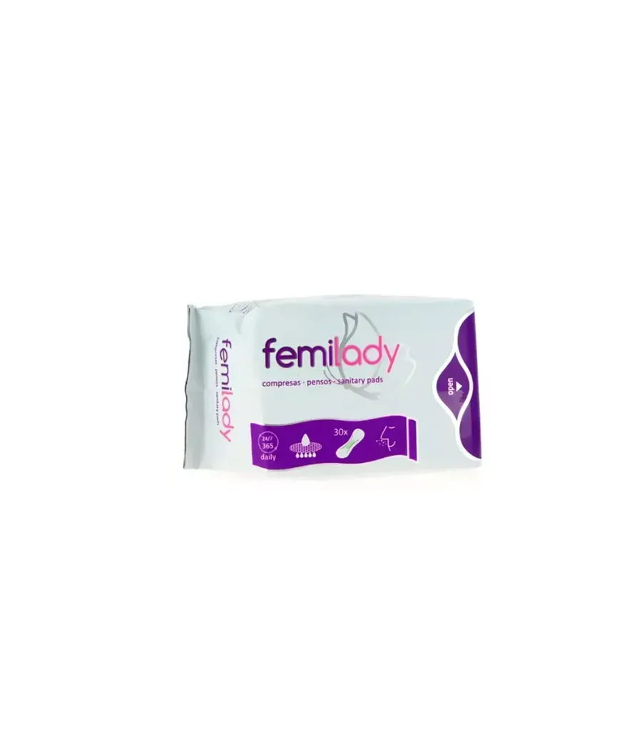 FEMILADY COMPRESAS HIGIENICAS FEMENINAS PANTY LINER 30 UNIDADES