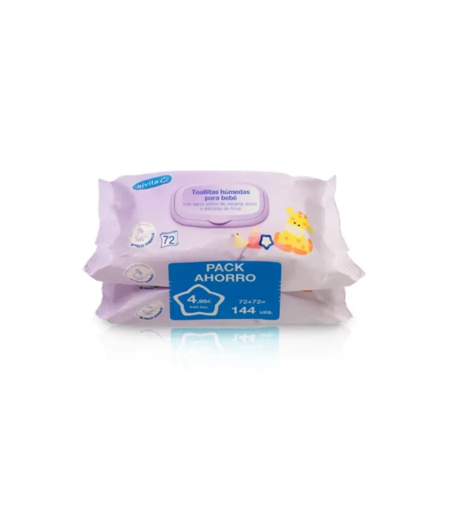 ALVITA DUPLO TOALLITAS BEBE 2 x 72 UNIDADES