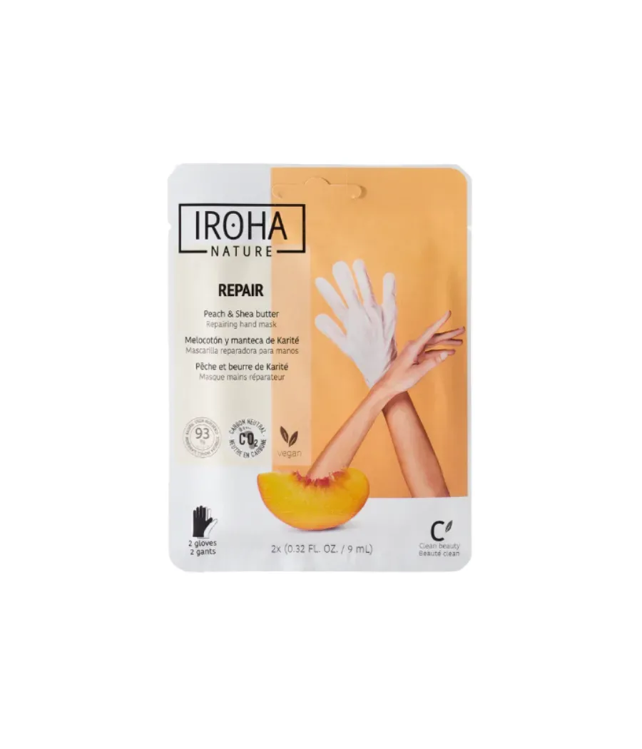 IROHA NATURE MASCARILLA MANOS REPARADORA MELOCOTON Y MANTECA DE KARITE 1 UNIDAD